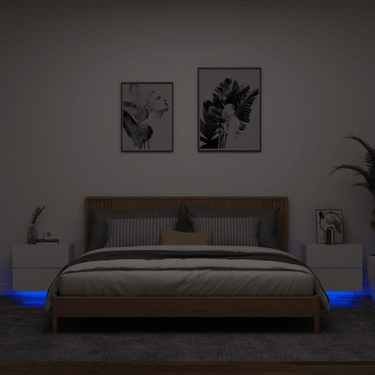 Nachtkastjes met LED's 2 st wandgemonteerd wit Nachtkastjes | Creëer jouw Trendy Thuis | Gratis bezorgd & Retour | Trendy.nl