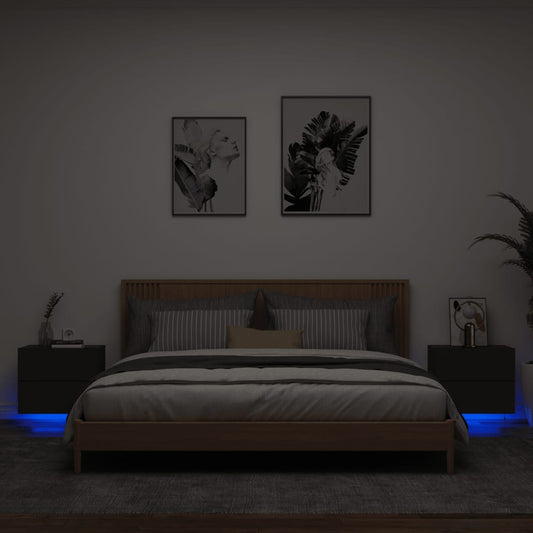 Nachtkastjes met LED's 2 st wandgemonteerd zwart Nachtkastjes | Creëer jouw Trendy Thuis | Gratis bezorgd & Retour | Trendy.nl