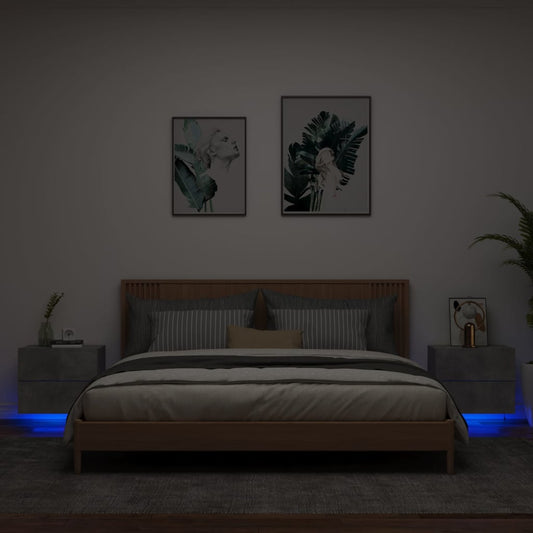 Nachtkastjes met LED's 2 st wandgemonteerd betongrijs Nachtkastjes | Creëer jouw Trendy Thuis | Gratis bezorgd & Retour | Trendy.nl