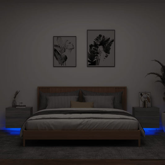 Nachtkastjes met LED's 2 st wandgemonteerd grijs sonoma eiken Nachtkastjes | Creëer jouw Trendy Thuis | Gratis bezorgd & Retour | Trendy.nl