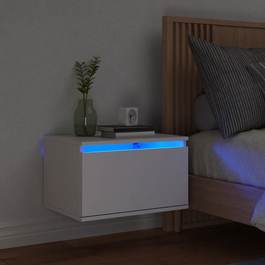 Nachtkastje met LED-verlichting wandgemonteerd wit Nachtkastjes | Creëer jouw Trendy Thuis | Gratis bezorgd & Retour | Trendy.nl