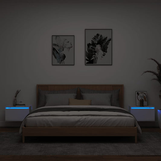 Nachtkastjes met LED's 2 st wandgemonteerd wit Nachtkastjes | Creëer jouw Trendy Thuis | Gratis bezorgd & Retour | Trendy.nl