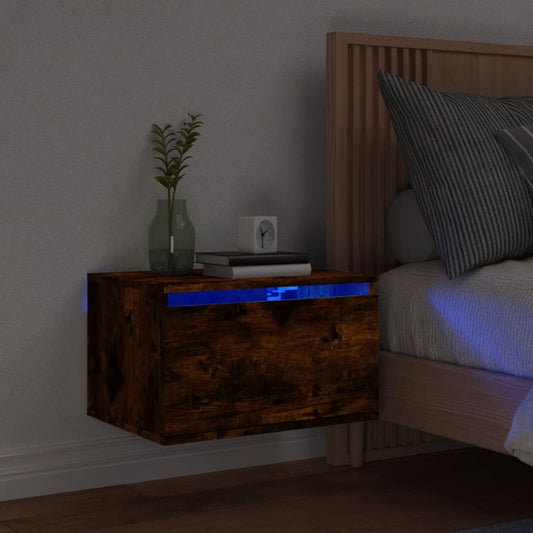 Nachtkastje met LED's wandgemonteerd gerookt eikenkleurig Nachtkastjes | Creëer jouw Trendy Thuis | Gratis bezorgd & Retour | Trendy.nl
