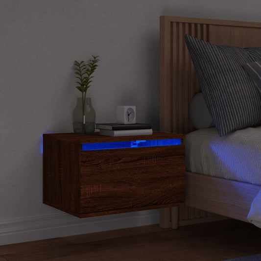 Nachtkastje met LED's wandgemonteerd bruineikenkleurig Nachtkastjes | Creëer jouw Trendy Thuis | Gratis bezorgd & Retour | Trendy.nl