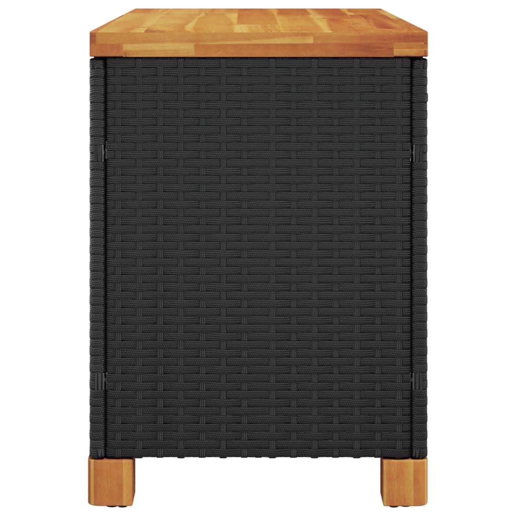 Rattan Tuinbox 80x40x48 cm poly rattan en acaciahout zwart van Trendy Opbergboxen voor buiten | Creëer jouw Trendy Thuis | Gratis bezorgd & Retour | Trendy.nl
