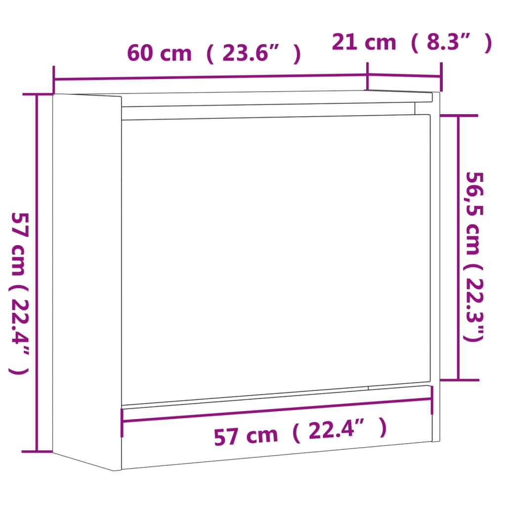 Schoenenkast 60x21x57 cm bewerkt hout zwart Schoenenrekken | Creëer jouw Trendy Thuis | Gratis bezorgd & Retour | Trendy.nl