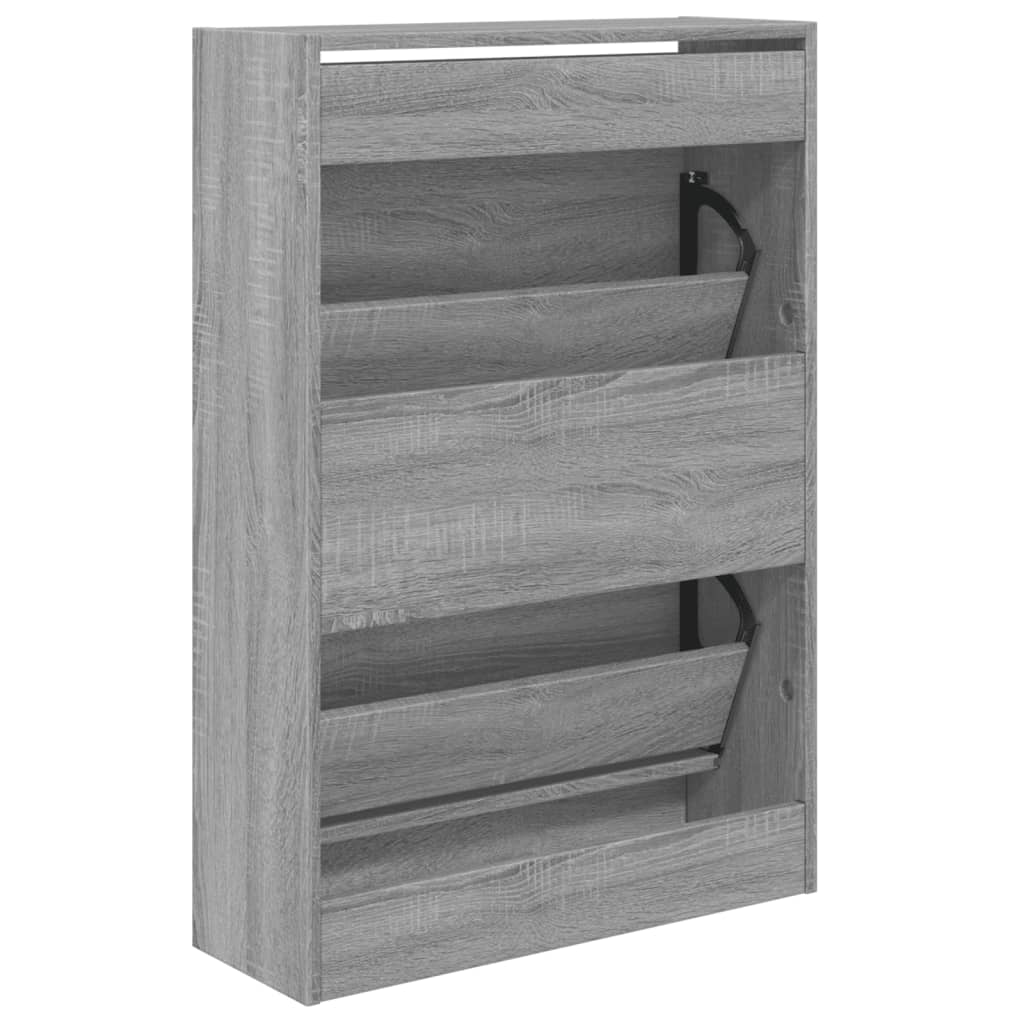 Schoenenkast 60x21x87,5 cm bewerkt hout grijs sonoma eikenkleur Schoenenrekken | Creëer jouw Trendy Thuis | Gratis bezorgd & Retour | Trendy.nl