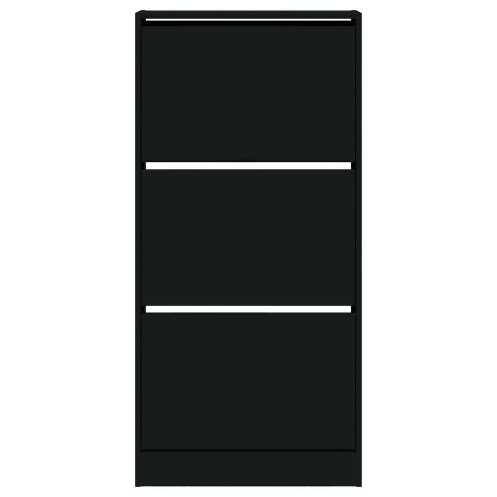 Schoenenkast 60x21x125,5 cm bewerkt hout zwart Schoenenrekken | Creëer jouw Trendy Thuis | Gratis bezorgd & Retour | Trendy.nl