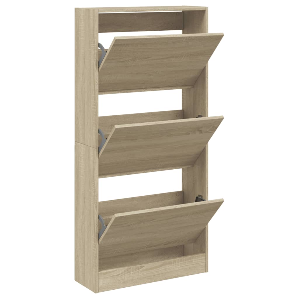 Schoenenkast 60x21x125,5 cm bewerkt hout sonoma eikenkleurig Schoenenrekken | Creëer jouw Trendy Thuis | Gratis bezorgd & Retour | Trendy.nl