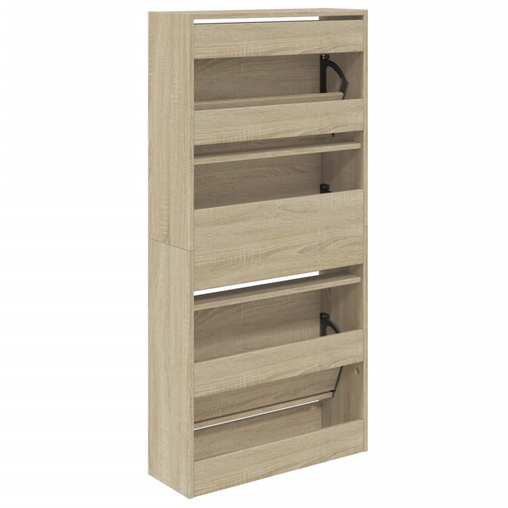 Schoenenkast 60x21x125,5 cm bewerkt hout sonoma eikenkleurig Schoenenrekken | Creëer jouw Trendy Thuis | Gratis bezorgd & Retour | Trendy.nl