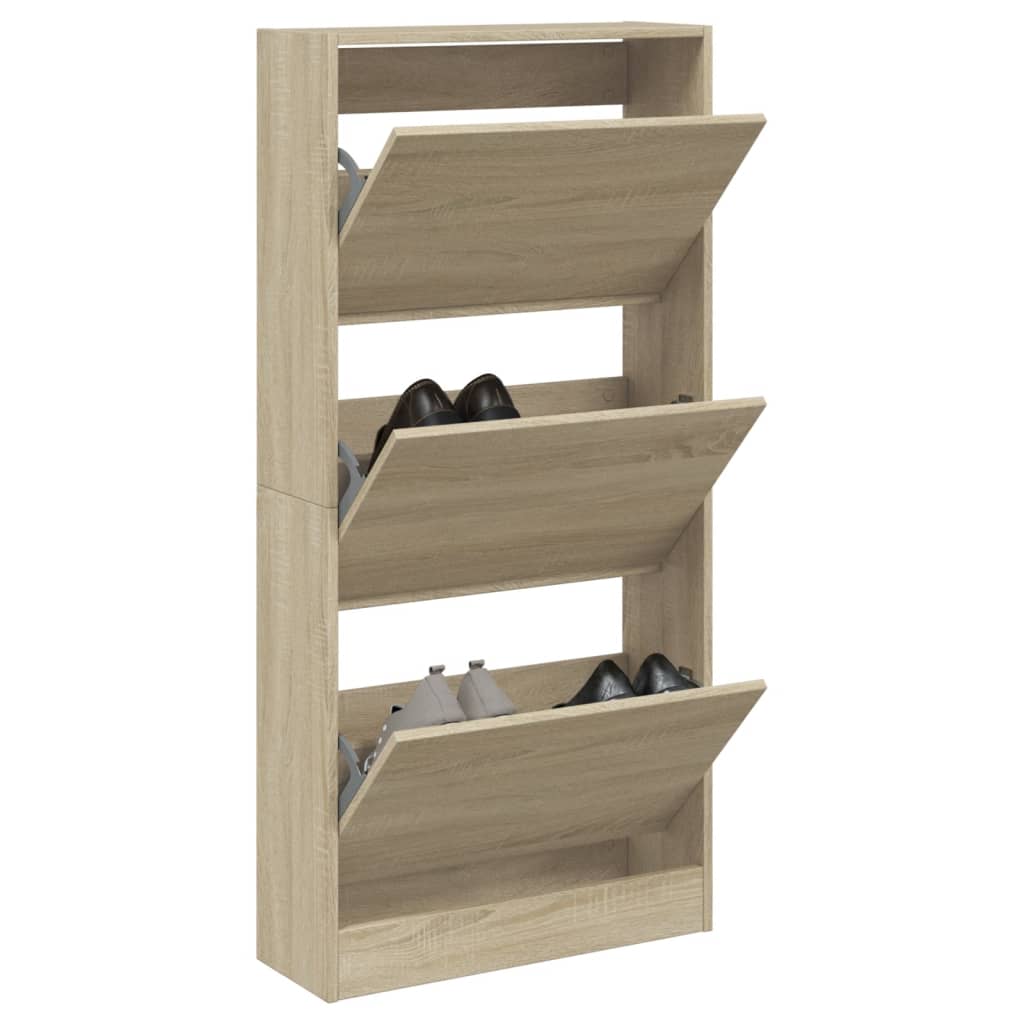 Schoenenkast 60x21x125,5 cm bewerkt hout sonoma eikenkleurig Schoenenrekken | Creëer jouw Trendy Thuis | Gratis bezorgd & Retour | Trendy.nl