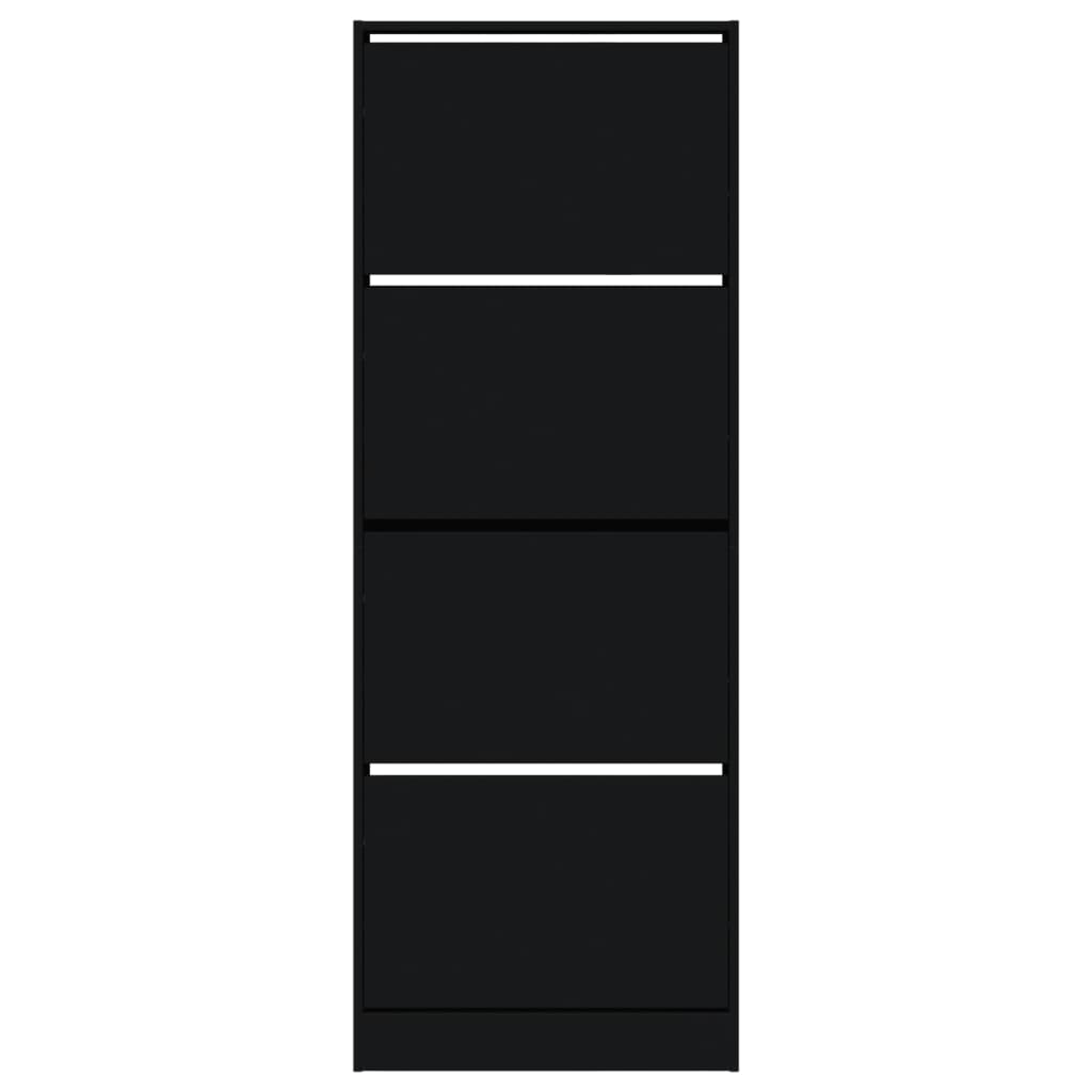 Schoenenkast 60x21x163,5 cm bewerkt hout zwart Schoenenrekken | Creëer jouw Trendy Thuis | Gratis bezorgd & Retour | Trendy.nl