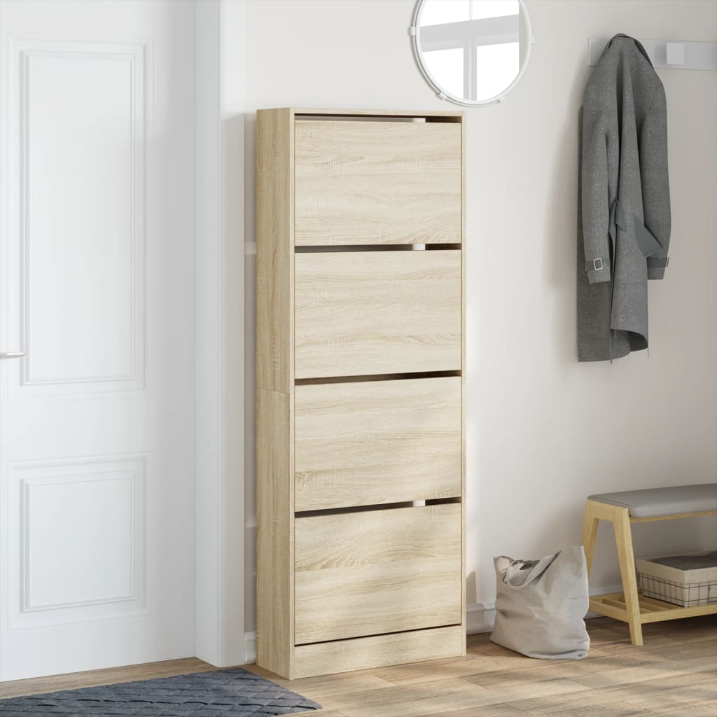 Schoenenkast 60x21x163,5 cm bewerkt hout sonoma eikenkleurig Schoenenrekken | Creëer jouw Trendy Thuis | Gratis bezorgd & Retour | Trendy.nl