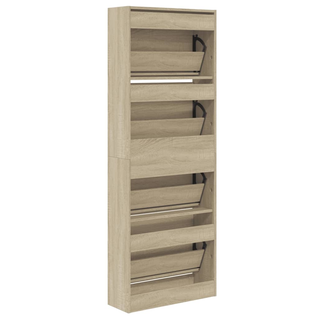 Schoenenkast 60x21x163,5 cm bewerkt hout sonoma eikenkleurig Schoenenrekken | Creëer jouw Trendy Thuis | Gratis bezorgd & Retour | Trendy.nl