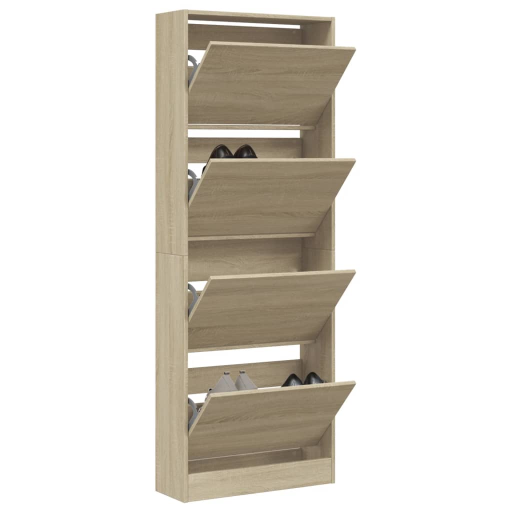 Schoenenkast 60x21x163,5 cm bewerkt hout sonoma eikenkleurig Schoenenrekken | Creëer jouw Trendy Thuis | Gratis bezorgd & Retour | Trendy.nl