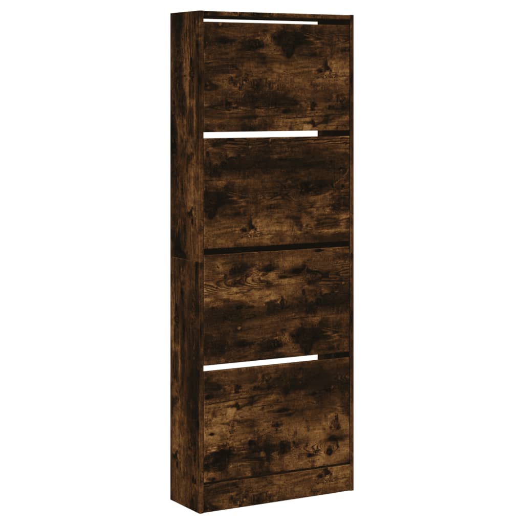 Schoenenkast 60x21x163,5 cm bewerkt hout gerookt eikenkleurig Schoenenrekken | Creëer jouw Trendy Thuis | Gratis bezorgd & Retour | Trendy.nl