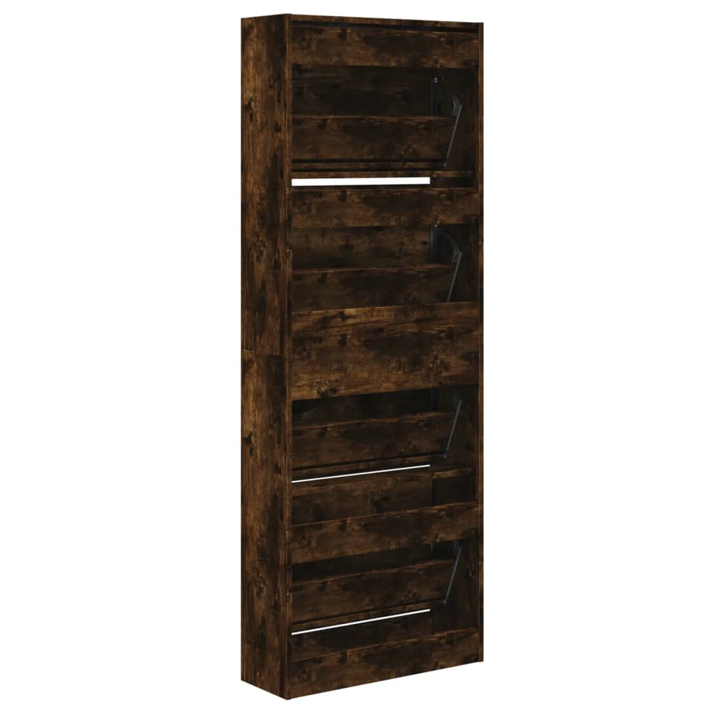 Schoenenkast 60x21x163,5 cm bewerkt hout gerookt eikenkleurig Schoenenrekken | Creëer jouw Trendy Thuis | Gratis bezorgd & Retour | Trendy.nl