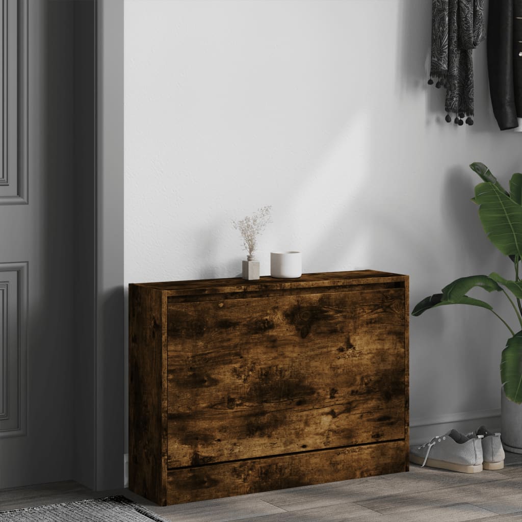 Schoenenkast 80x21x57 cm bewerkt hout gerookt eikenkleurig Schoenenrekken | Creëer jouw Trendy Thuis | Gratis bezorgd & Retour | Trendy.nl