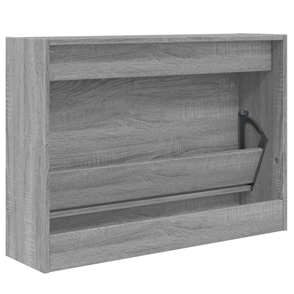 Schoenenkast 80x21x57 cm bewerkt hout grijs sonoma eikenkleur Schoenenrekken | Creëer jouw Trendy Thuis | Gratis bezorgd & Retour | Trendy.nl