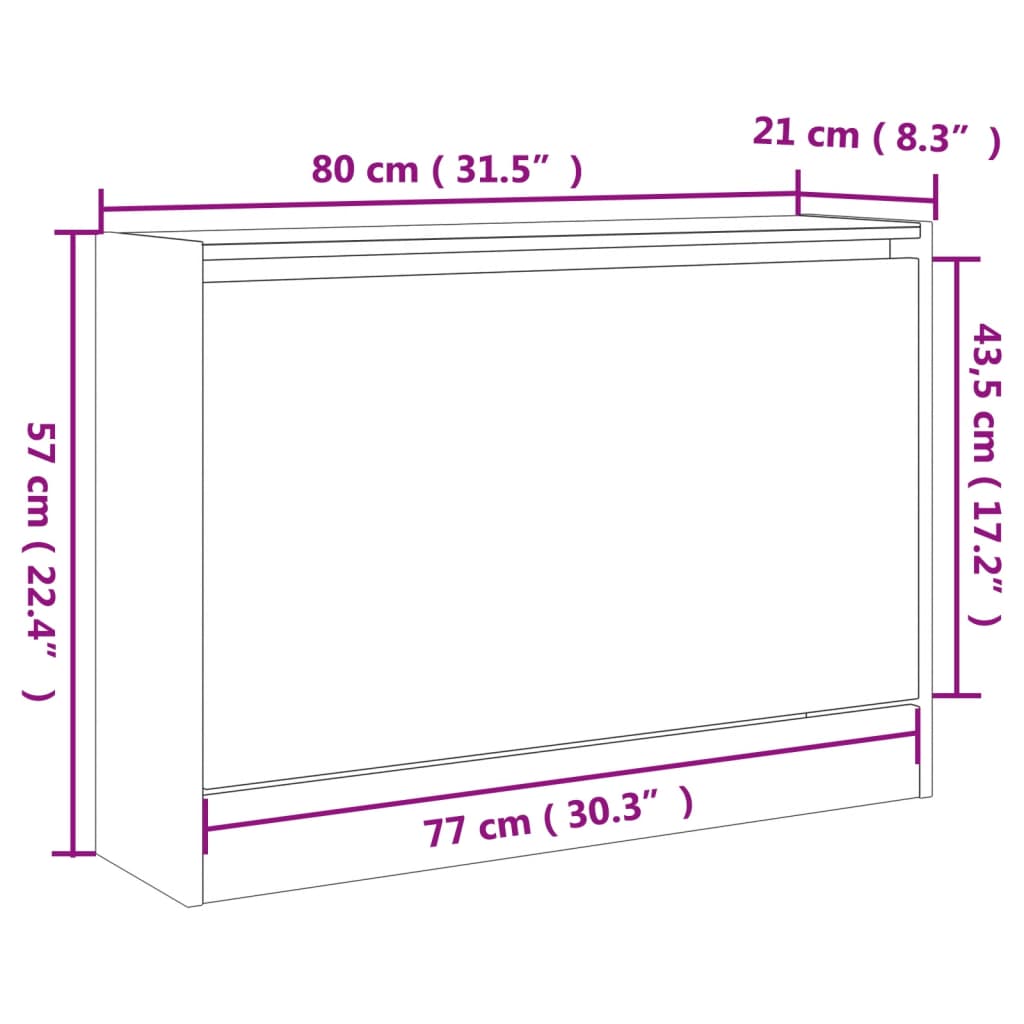 Schoenenkast 80x21x57 cm bewerkt hout grijs sonoma eikenkleur Schoenenrekken | Creëer jouw Trendy Thuis | Gratis bezorgd & Retour | Trendy.nl