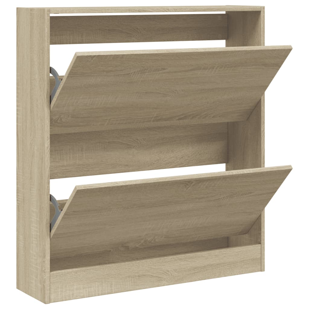 Schoenenkast 80x21x87,5 cm bewerkt hout sonoma eikenkleurig Schoenenrekken | Creëer jouw Trendy Thuis | Gratis bezorgd & Retour | Trendy.nl