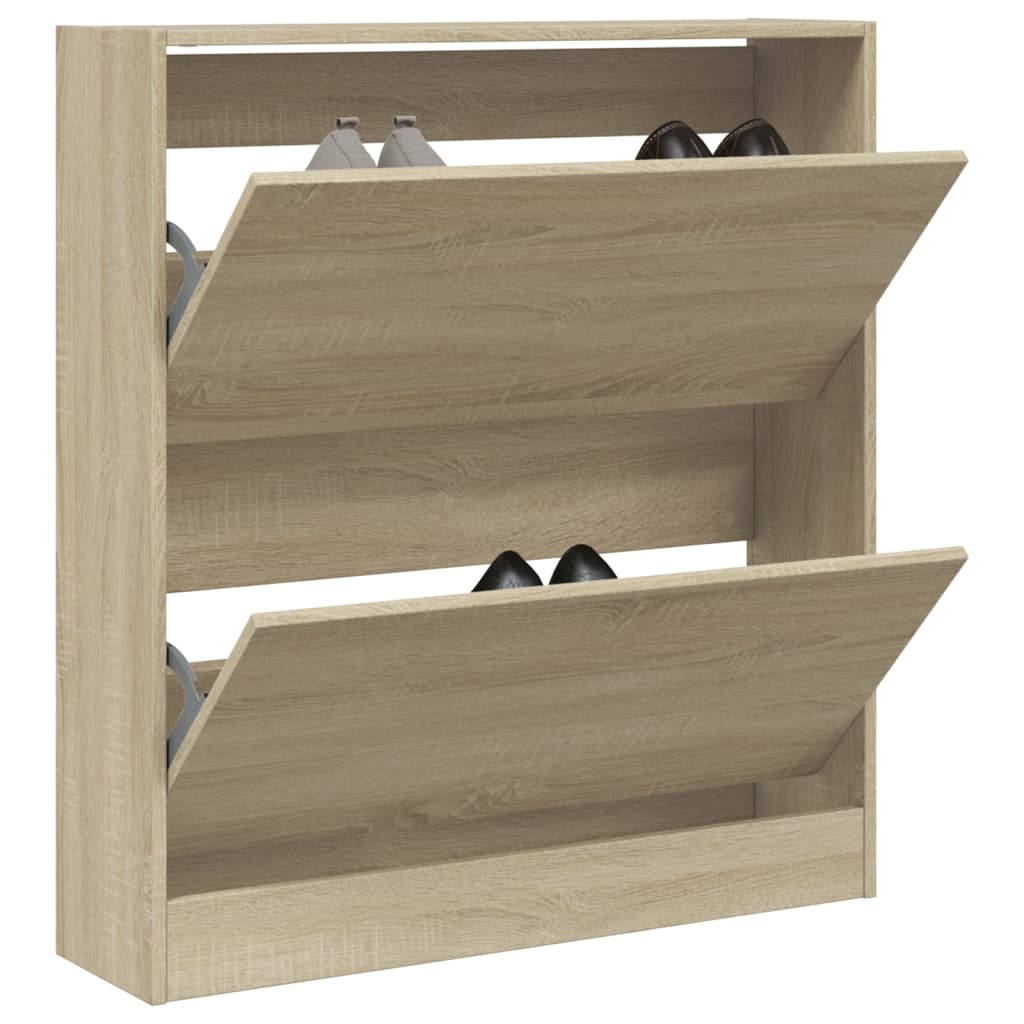 Schoenenkast 80x21x87,5 cm bewerkt hout sonoma eikenkleurig Schoenenrekken | Creëer jouw Trendy Thuis | Gratis bezorgd & Retour | Trendy.nl