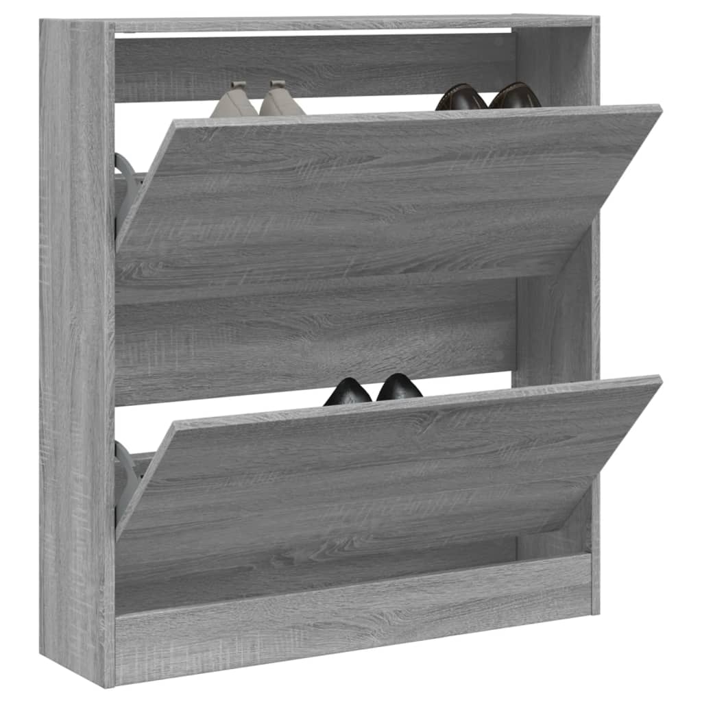 Schoenenkast 80x21x87,5 cm bewerkt hout grijs sonoma eikenkleur Schoenenrekken | Creëer jouw Trendy Thuis | Gratis bezorgd & Retour | Trendy.nl