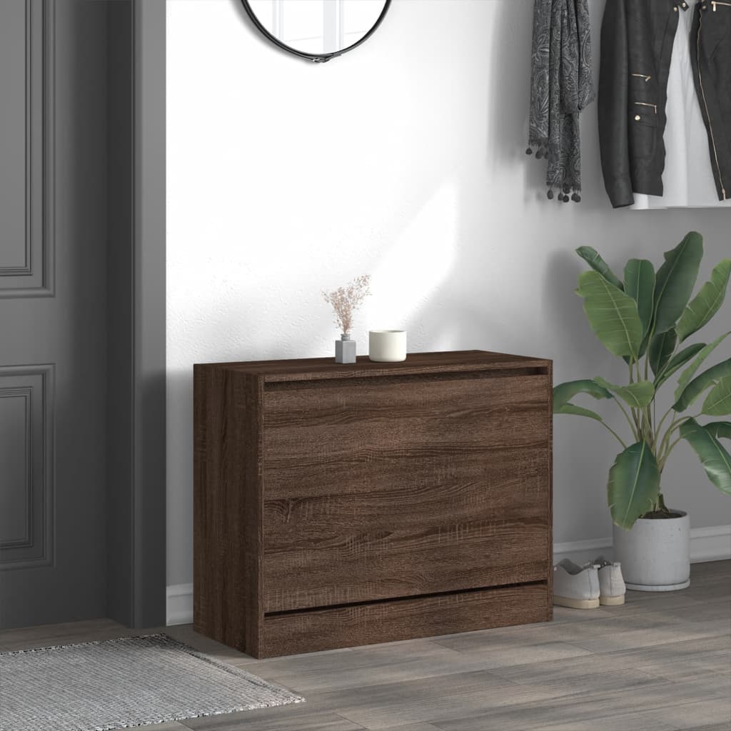 Schoenenkast 80x34x63 cm bewerkt hout bruineikenkleurig Schoenenrekken | Creëer jouw Trendy Thuis | Gratis bezorgd & Retour | Trendy.nl