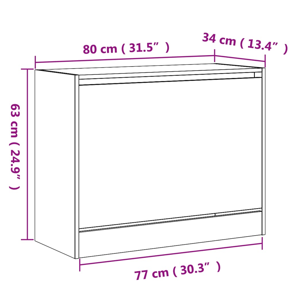 Schoenenkast 80x34x63 cm bewerkt hout bruineikenkleurig Schoenenrekken | Creëer jouw Trendy Thuis | Gratis bezorgd & Retour | Trendy.nl