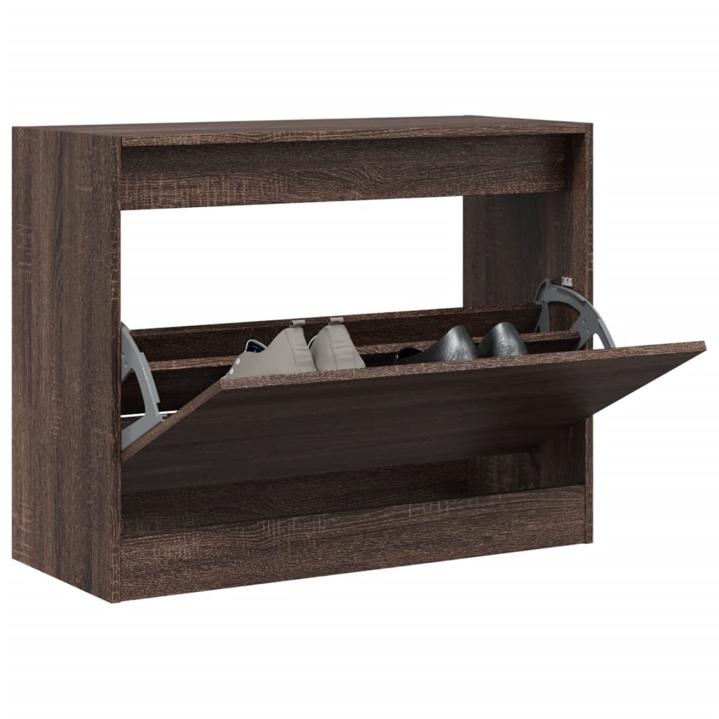 Schoenenkast 80x34x63 cm bewerkt hout bruineikenkleurig Schoenenrekken | Creëer jouw Trendy Thuis | Gratis bezorgd & Retour | Trendy.nl