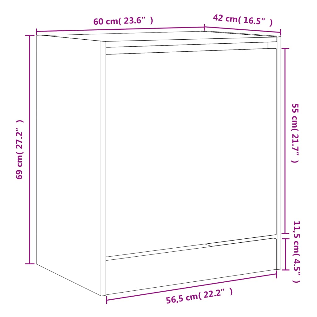 Schoenenkast 60x42x69 cm bewerkt hout sonoma eikenkleurig Schoenenrekken | Creëer jouw Trendy Thuis | Gratis bezorgd & Retour | Trendy.nl